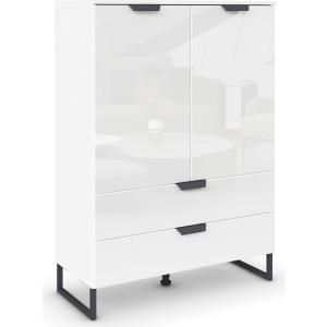 rauch Hoge kast Modern by Aditio met glazen front en sledevoet, 2 lades met softclose-functie