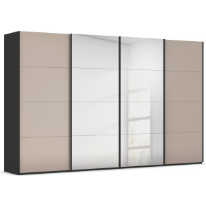 rauch Schuifdeurkast Kledingkast Kast Garderobe Slaapkamerkast SCALE-FYRA edel vierdelige deuren spiegel/glas-mix veel kleuren made in germany