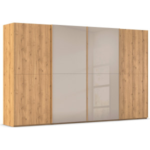rauch Schuifdeurkast Kledingkast kast garderobe slaapkamerkast SCALE-WOOD edel gesplitste front in massief takken eiken met glazen deuren made in germany