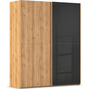 rauch Schuifdeurkast Kledingkast kast garderobe slaapkamerkast SCALE-WOOD edel gesplitste front in massief takken eiken met glazen deuren made in germany