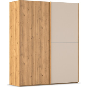 rauch Schuifdeurkast Kledingkast kast garderobe slaapkamerkast SCALE-WOOD edel gesplitste front in massief takken eiken met glazen deuren made in germany