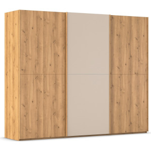 rauch Schuifdeurkast Kledingkast kast garderobe slaapkamerkast SCALE-WOOD edel gesplitste front in massief takken eiken met glazen deuren made in germany