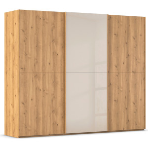 rauch Schuifdeurkast Kledingkast kast garderobe slaapkamerkast SCALE-WOOD edel gesplitste front in massief takken eiken met glazen deuren made in germany