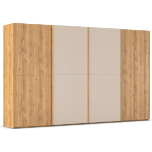 rauch Schuifdeurkast Kledingkast kast garderobe slaapkamerkast SCALE-WOOD edel gesplitste front in massief takken eiken met glazen deuren made in germany