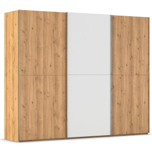 rauch Schuifdeurkast Kledingkast kast garderobe slaapkamerkast SCALE-WOOD edel gesplitste front in massief takken eiken met glazen deuren made in germany