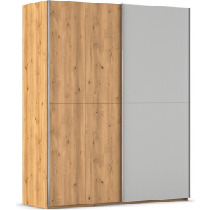 rauch Schuifdeurkast Kledingkast kast garderobe slaapkamerkast SCALE-WOOD edel gesplitste front in massief takken eiken met glazen deuren made in germany