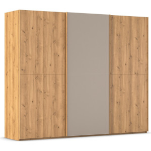 rauch Schuifdeurkast Kledingkast kast garderobe slaapkamerkast SCALE-WOOD edel gesplitste front in massief takken eiken met glazen deuren made in germany