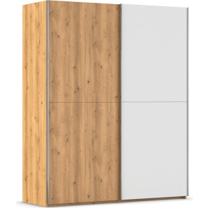 rauch Schuifdeurkast Kledingkast kast garderobe slaapkamerkast SCALE-WOOD edel gesplitste front in massief takken eiken met glazen deuren made in germany