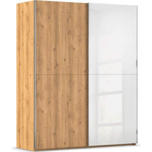 rauch Schuifdeurkast Kledingkast kast garderobe slaapkamerkast SCALE-WOOD edel gesplitste front in massief takken eiken met glazen deuren made in germany