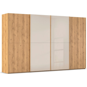 rauch Schuifdeurkast Kledingkast kast garderobe slaapkamerkast SCALE-WOOD edel gesplitste front in massief takken eiken met glazen deuren made in germany