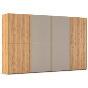 rauch Schuifdeurkast Kledingkast kast garderobe slaapkamerkast SCALE-WOOD edel gesplitste front in massief takken eiken met glazen deuren made in germany