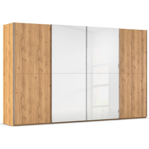 rauch Schuifdeurkast Kledingkast kast garderobe slaapkamerkast SCALE-WOOD edel gesplitste front in massief takken eiken met glazen deuren made in germany