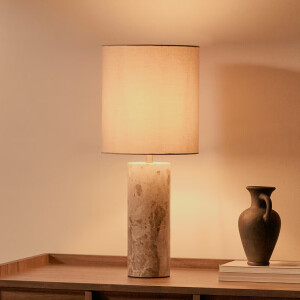 Kave Home Tafellamp 'Raze' Marmer en linnen, incl. kap