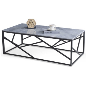 Rechthoek salontafel Universe 120x60 cm marmer grijs met zwart