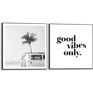 Reinders! Artprint met lijst Het goede leven vintage VW Bully - strand - surfen (set, 2-delig)