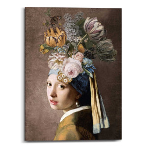 Reinders! Artprint op linnen Vermeer Blumenmädchen mit dem Perlenorhrring