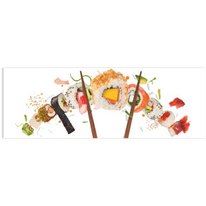 Reinders! Print op glas Artprint op glas sushi gezond - vis - rijst - Japans