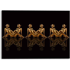 Reinders! Print op glas Artprint op glas vrouwen in goud symmetrie - Caleidoscoop