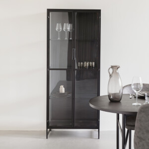ZILT Vitrinekast 'Reka' Zwart metaal, 170 x 70cm