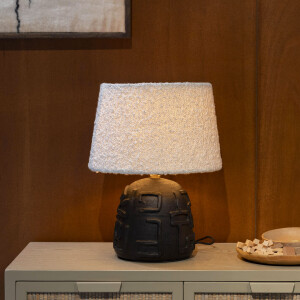 Dutchbone Tafellamp 'Renzo' Bouclé en terracotta, 42cm