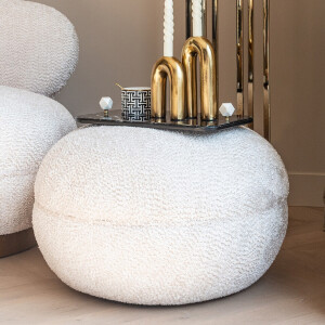 Richmond Poef 'Jace' Chenille, kleur Crème