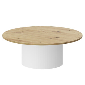 Ronde salontafel Corto 100 cm artisan eiken met wit mat