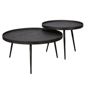 Ronde salontafel set Metallic in gepoedercoat grijs