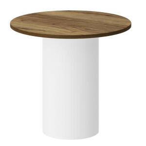 Ronde salontafel Alto 60 cm eiken met wit mat