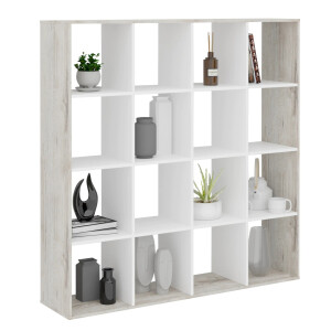 Roomdivider Mega 16 vakken zand eiken met Wit