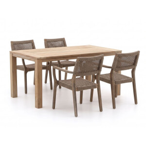 ROUGH-L Rope/ROUGH-S 160cm dining tuinset 5-delig stapelbaar - Laagste prijsgarantie!