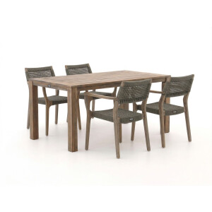 ROUGH-L Rope/ROUGH-S 160cm dining tuinset 5-delig stapelbaar - Laagste prijsgarantie!
