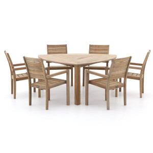 ROUGH-S 170cm dining tuinset 7-delig stapelbaar - Laagste prijsgarantie!