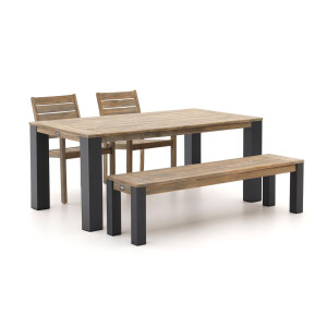 ROUGH-S/ROUGH-X 180cm dining tuinset met bank 4-delig stapelbaar - Laagste prijsgarantie!