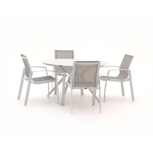 R&S Design Altea/Sora ø 127cm dining tuinset 5-delig stapelbaar - Laagste prijsgarantie!