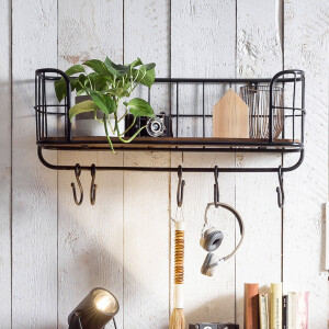 Artistiq Wandrek 'Terry' Mangohout en metaal, 30 x 75cm