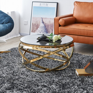 Artistiq Living Salontafel 'Mischa' 80cm smoke-glas, kleur goud