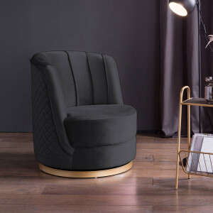 Artistiq Living Draaibare Fauteuil 'Meggie' Velvet, kleur zwart