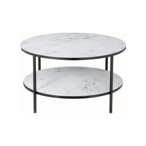 Artistiq Salontafel 'Daisy', 80cm, Marmerlook, kleur Wit