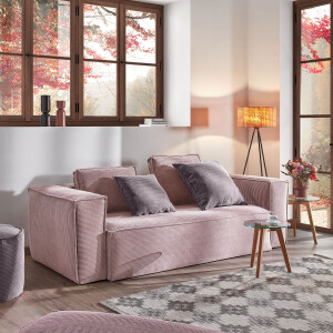 Kave Home 2-zits Bank 'Blok' 210cm Rib, kleur Roze