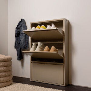 WOOOD Schoenenkast 'Sabine' 3-laags, 103 x 66cm, kleur Zand