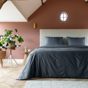 Sale: -30% | Dekbedovertrek Egyptisch Katoen Verkoelend - Uni - Donker Grijs - Lits-Jumeaux (240x240 Cm) - Grijs Egyptisch Katoen Katoen - Hotel Luxe - Presence - Dekbed-Discounter.nl