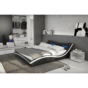 SalesFever Gestoffeerd bed met ledverlichting in het hoofdbord, design bed in een moderne look