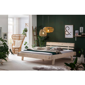 SalesFever Houten bed van massief vurenhout, balkenbed in authentieke look, in landhuis stijl