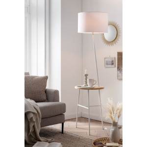 SalesFever Staande lamp Afini met houten plank (1 stuk)