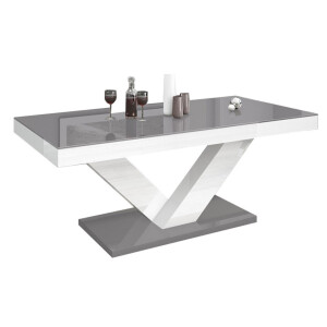 Salontafel Victoria mini 120 cm breed - Hoogglans grijs met wit
