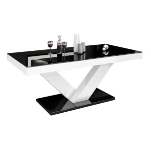 Salontafel Victoria mini 120 cm breed - Hoogglans zwart met wit