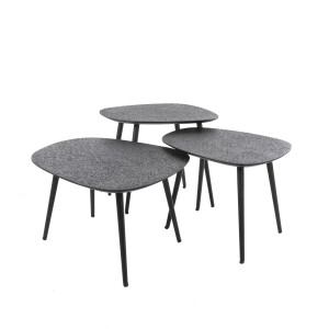 Salontafel set 3 vierhoek metallic zwart