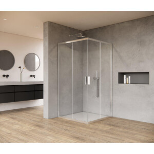 Marenza Casus Douchecabine - 100x100x200cm - hoekinstap - helder glas - profiel - chroom SAO1142_100_CH