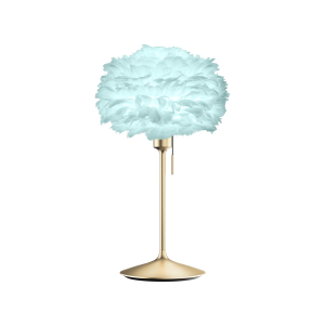 Sante tafellamp brushed brass met usb en Eos mini light blue lampenkap