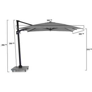 Santika Belize Deluxe parasol 300x300 antraciet frame/ mid grey